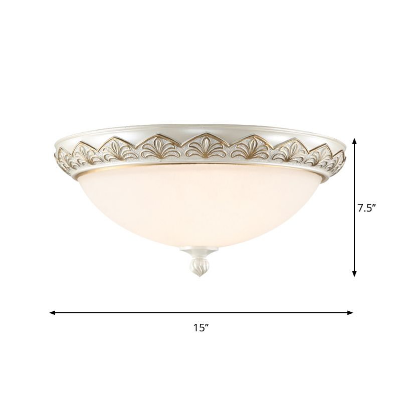 Hémisphère Chambre Plafonnier Classique En Verre Crème 3 Têtes Blanc Plafonnier Encastré Éclairage