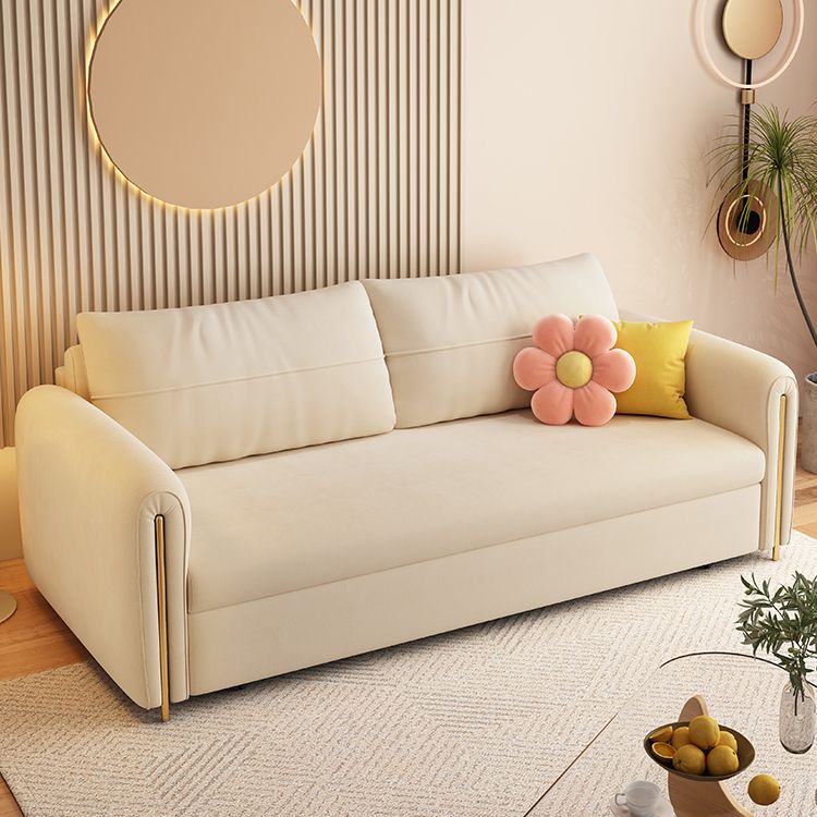 32" Wide Scandinavian Sofa Futon White Foldable Sleeper Sofa