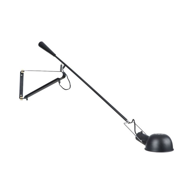 1 Head Metal Wall Light Industrial Stylish Black Bowl Shade Indoor Wall Mount Fixture with Boom Arm
