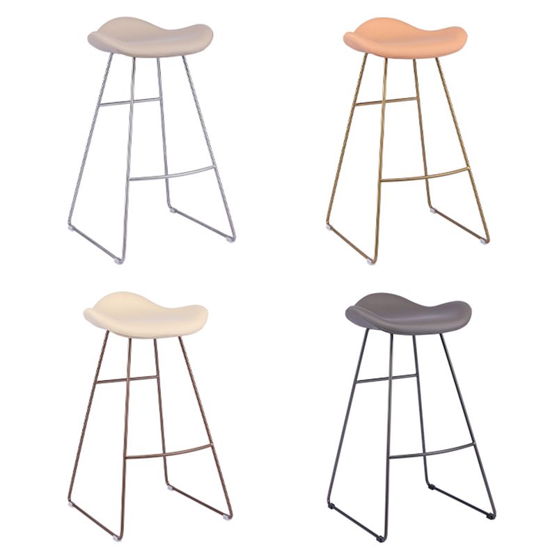 Glam Leather Bar Stool Backless Metal Base Counter Stool for Bristol