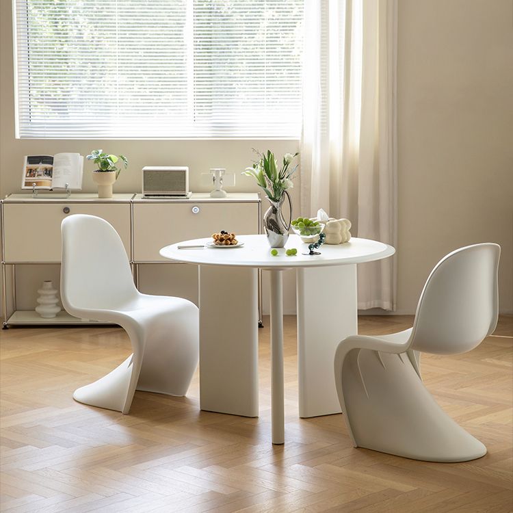 Modern Wooden Dining Room Table for 2 Person White Round Top