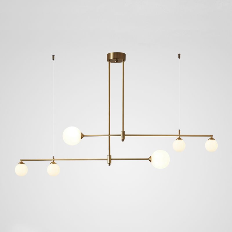 Copper Modern Island Lighting Glass Chandelier Light Fixture for Dining Room