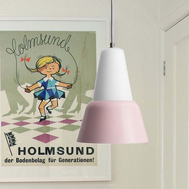 Cone Hanging Light Fixture Macaron Metal 1 Head 6.5"/10.5" Height Pink/Blue/Black Pendant Ceiling Light