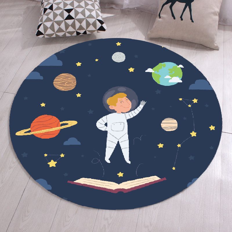 Modern Cartoon Print Rug Multi-Color Polyster Area Rug Anti-Slip Backing Machine Washable Carpet for Kids Room