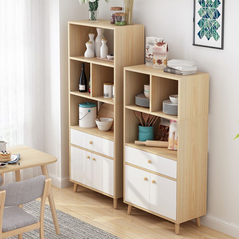 Engineered Wood Bookcase Standard Contemporary Bookshelf with Drawers