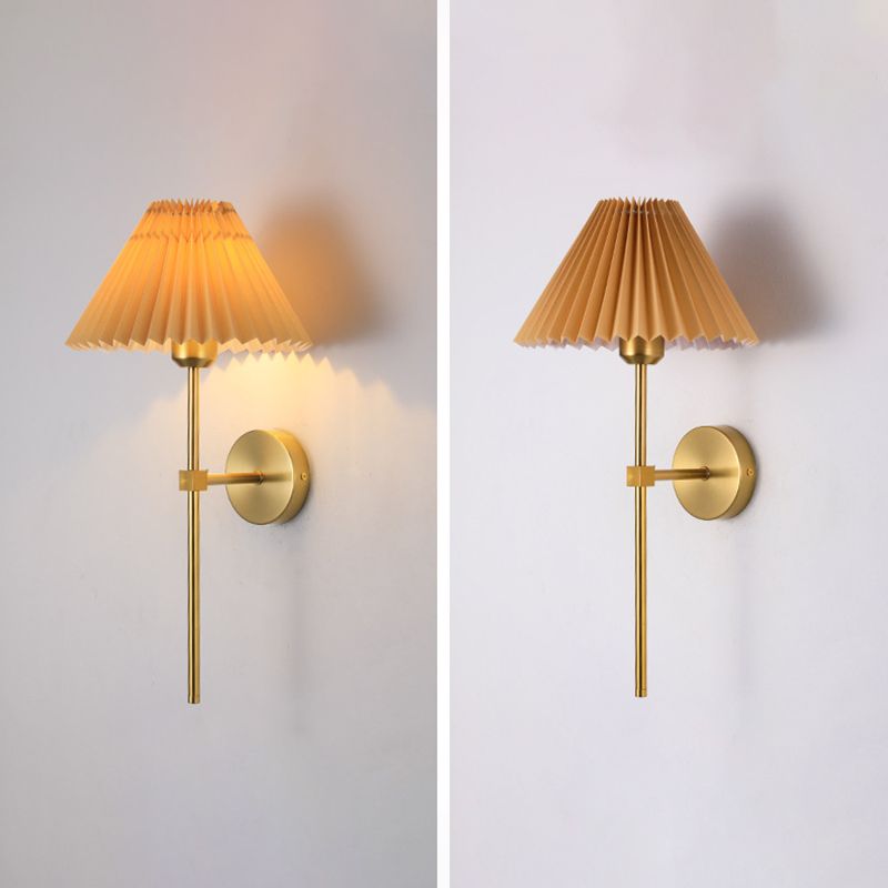 American Style Vanity Light Cone Shape Vanity Lamp with Fabric Shade for Shower Room