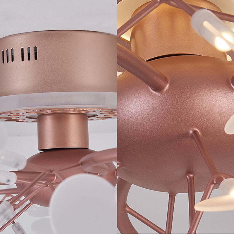 Lampada del soffitto del ramo metallico sala da pranzo a testa multipla splendida luce del soffitto semi-rosa in oro rosa