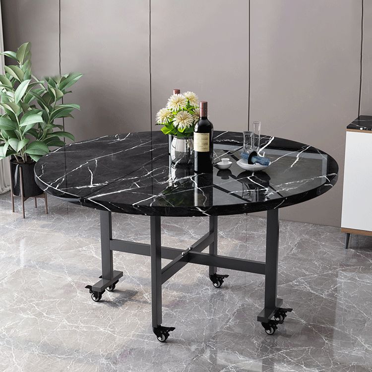 Modern Round Easy Folding Wooden Dining Table with Double Drop Leaf