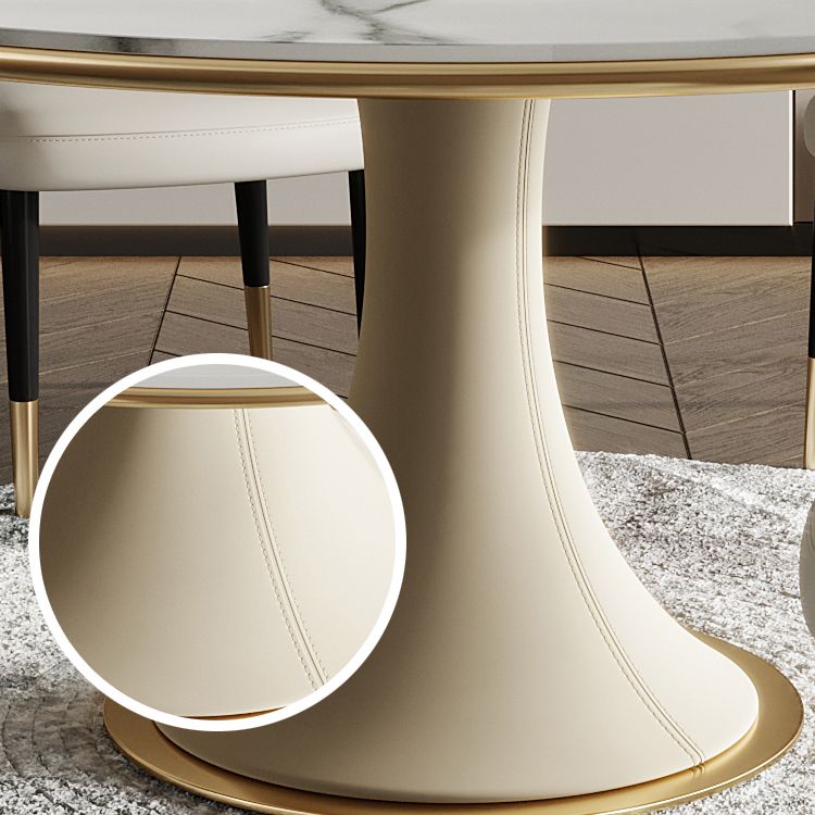 Round Glam Dining Room Set 1/4/5/9 Pcs Sintered Stone Dining Table and Chairs