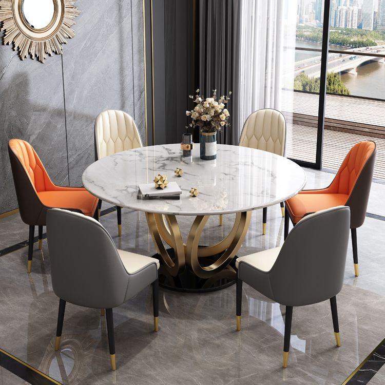 Glam Restaurant Sintered Stone Table Round Pedestal Dining Table