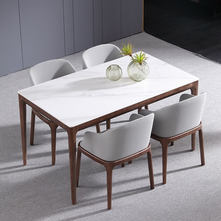 Mesa de comedor rectangular estilo mediados de siglo, colección de comedor de piedra para interior