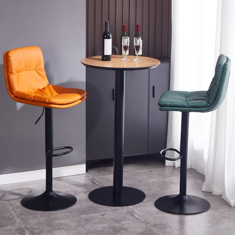 Contemporary Adjustable Height Swivel Backrest Bar Stool with Footrest
