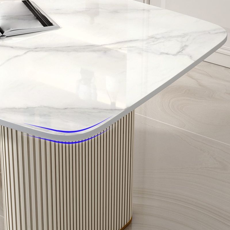 Nordic 1/2/5/6/7 Pieces Dining Set Rectangle Table and Leather Chairs Dinette Set