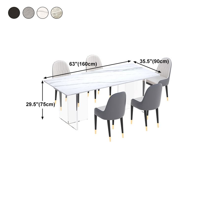 Stone Top Dining Table Traditional Luxury Table with Double Pedestal Base