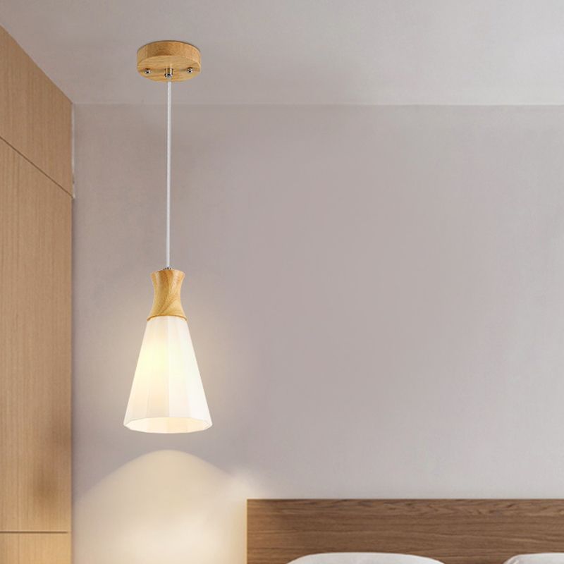 Milk Glass Coolie Hanging Light Nordic Style Suspension Light in White for Cloth Shop Restaurant