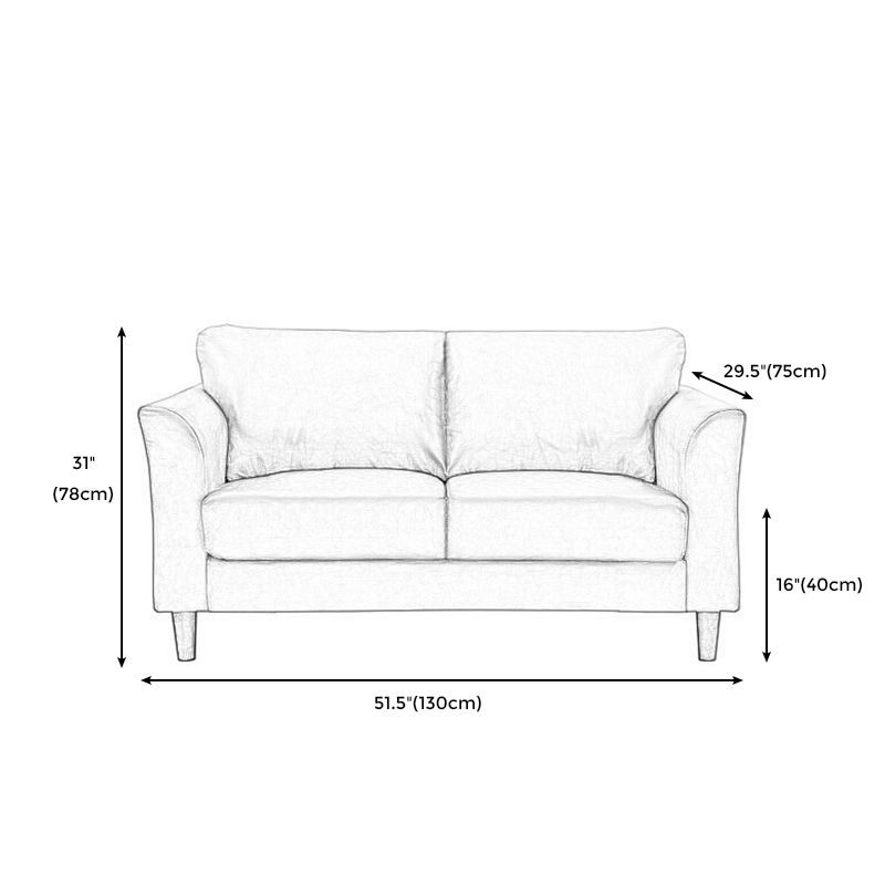 Modern 4 Wood Legs Standard Sofa Faux Leather Flared Arm Sofa
