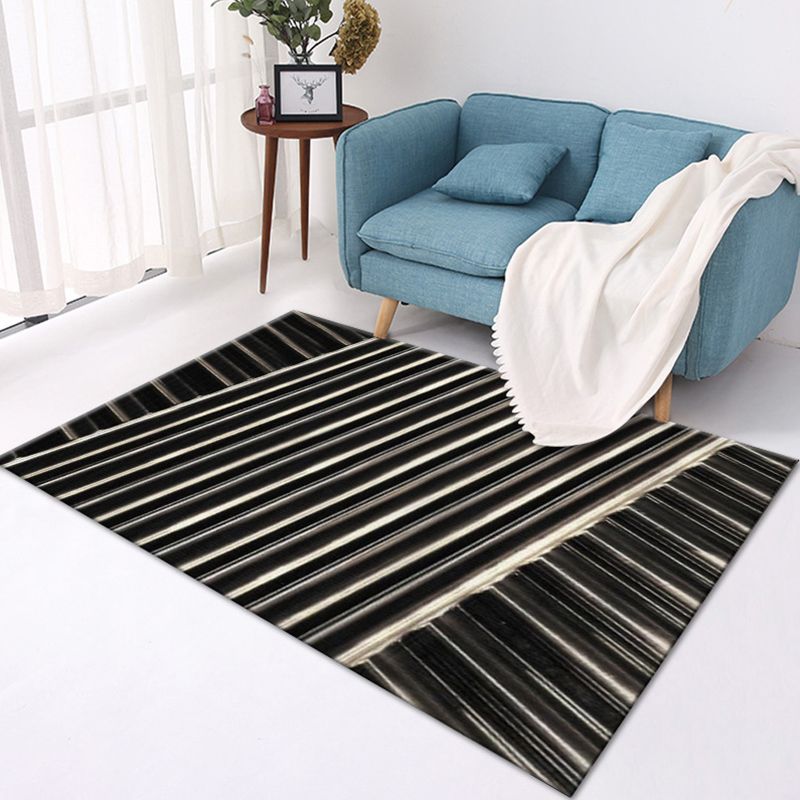 Multi-Color Modern Area Rug Polyester Geometrical Pattern Carpet Washable Stain Resistant Non-Slip Rug for Great Room