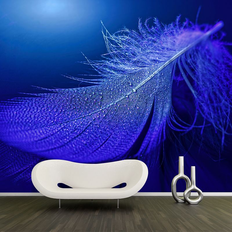Photography Modern Pastel Color Mural Wallpaper with Bird Feathers for Girls' Bedroom