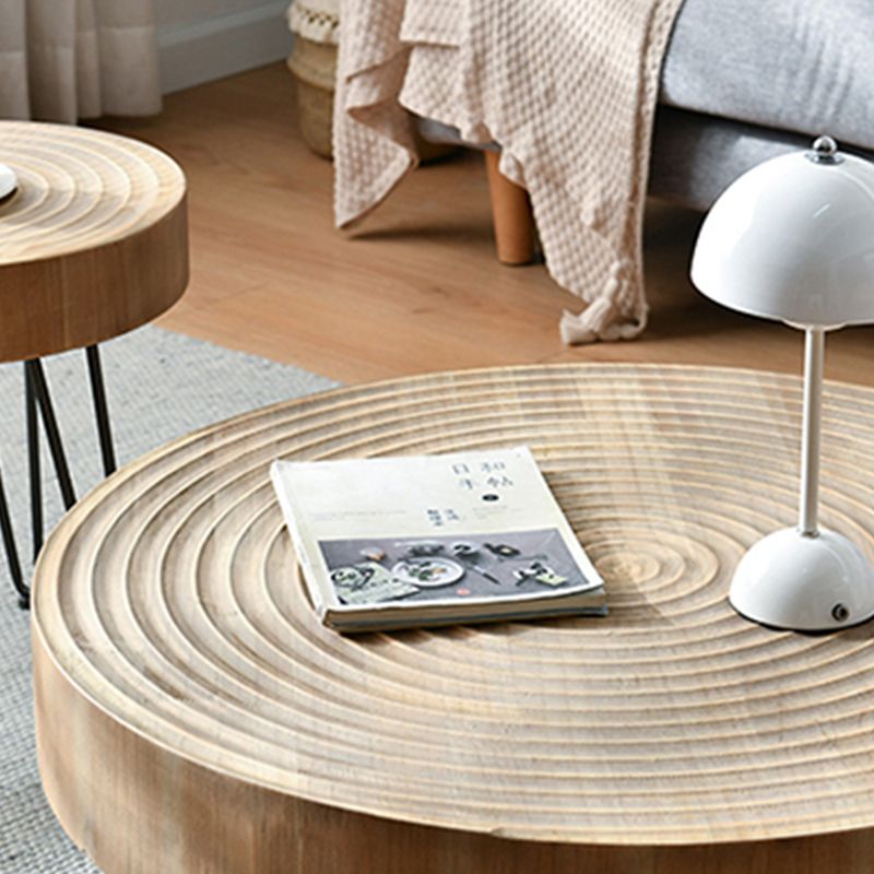 Iron 4 Legs Cocktail Table Scandinavian Round Wooden Coffee Table for Home