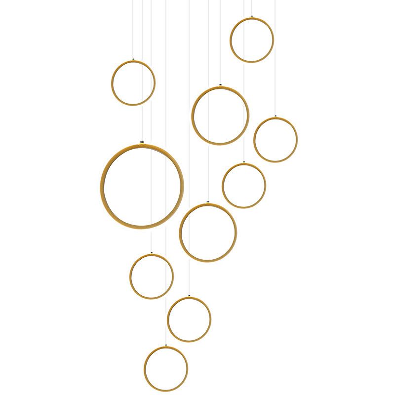 Scade grandi soffitto a sospensione Luce moderna anello di metallo nordico minimalista in ottone