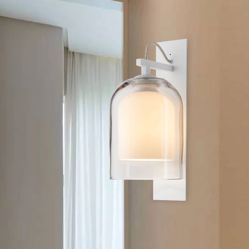 Modernist 1 Head Wall Light Fixture White Bell Wall Mount Lamp with Clear Glass Shade