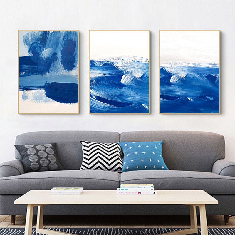 Blue Contemporary Painting Brush Stroke Wall Art Decor for Kitchen, Multiple Sizes