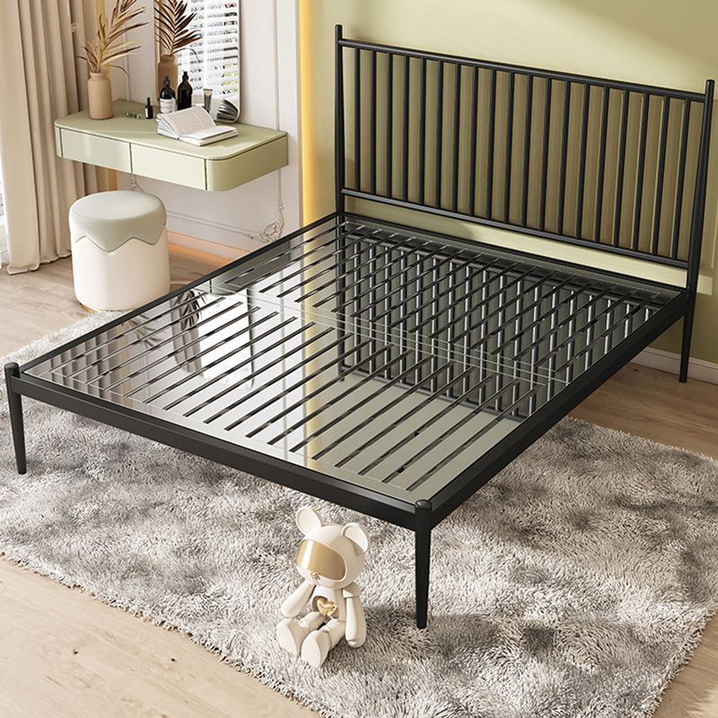 Contemporary Finish Metallic Open-Frame Bed Glam Wire-Grid Iron Bed Frame with Headboard