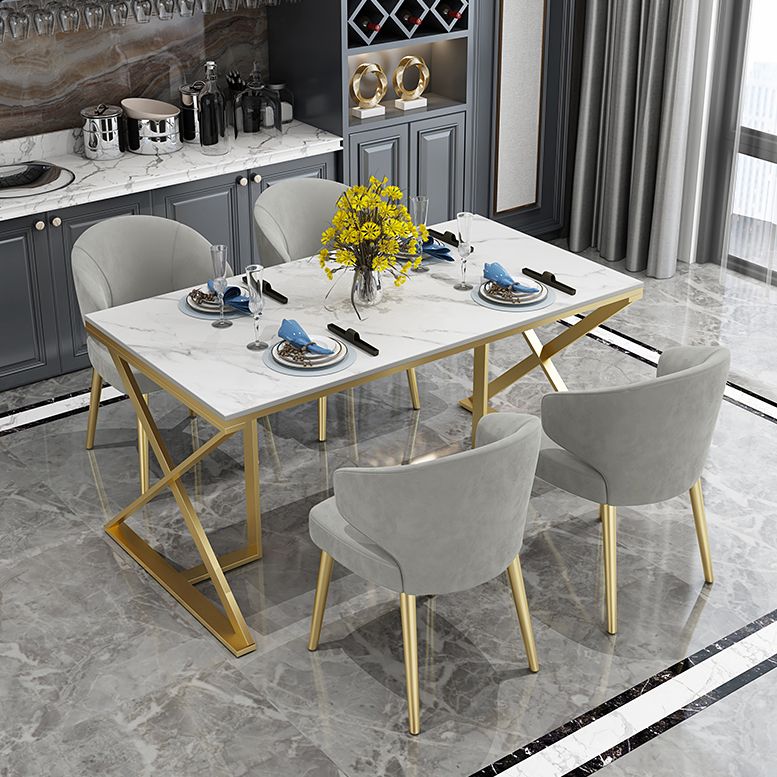 Glam 1/5 Pieces Dining Set Rectangle Stone Dining Table Set for Dining Room