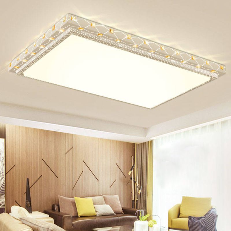 Geometric Shaped Living Room Ceiling Lamp Acrylic Modern LED Flush Light with Crystal Decoration