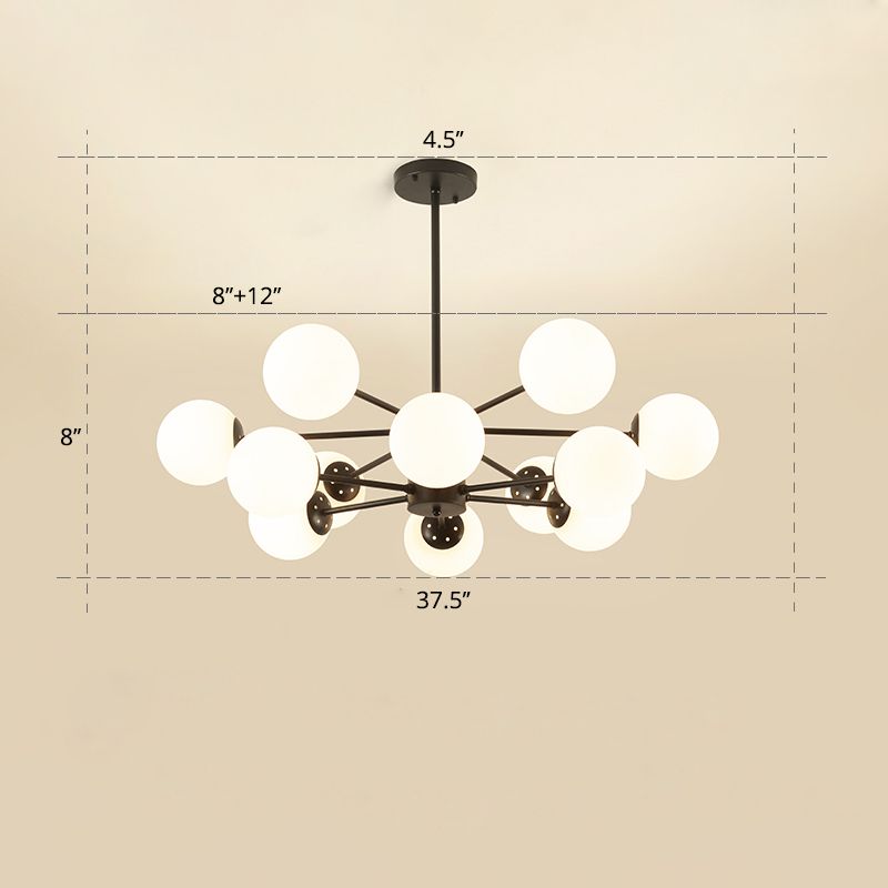 Opal Glass Radial Chandelier Postmodern Style Pendant Light Fixture for Living Room