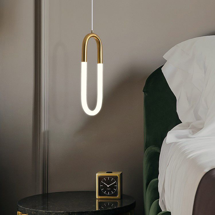Gold Round Shape LED Pendant Lamp Modern Minimalist Metal Hanging Lamp for Living Room
