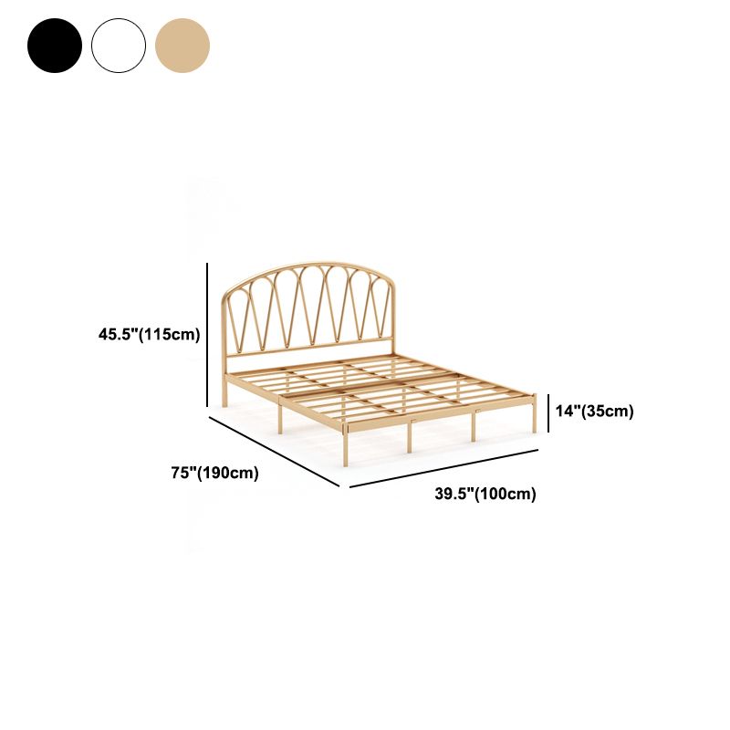 Iron Open-Frame Bed with Arched Headboard and Metal Legs Bed