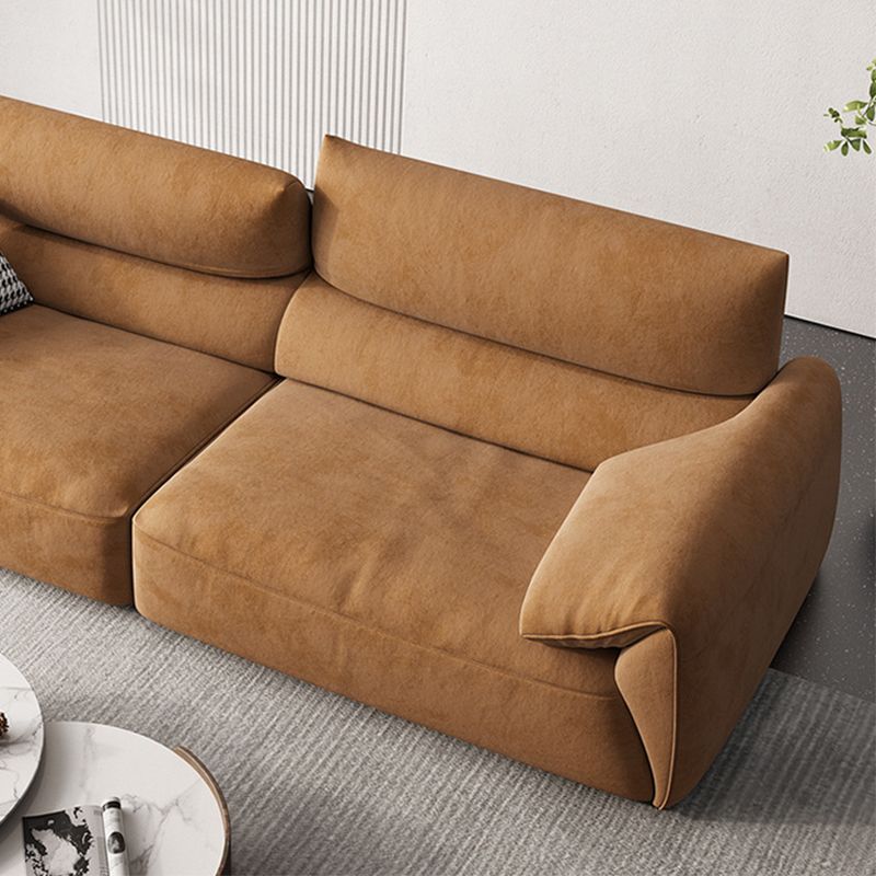Adjustable Sewn Pillow Back Sofa Modern Pillow Top Arm Sofa in Brown