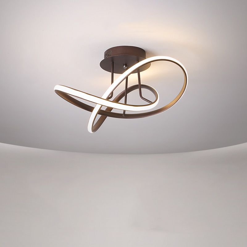 Luz semi empotrada trenzada metálica, LED nórdico negro/blanco/café, iluminación cerca del techo para dormitorio