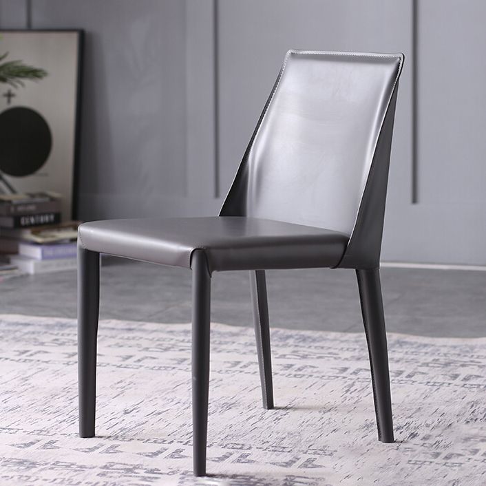 Silla de estudio estilo diseñador, silla de comedor Parsons de cuero con acabado mate (juego de 2)