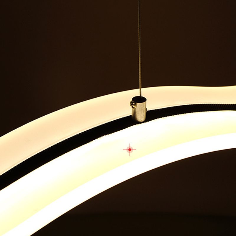 Luz de la isla LED de ola blanca en moderna luz colgante de acero inoxidable de estilo conciso con sombra acrílica