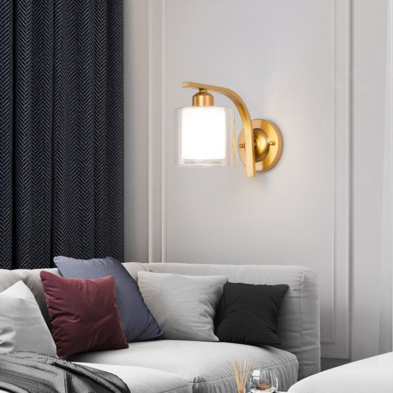 Zeitgenössischer Stil Zylinderwand montiertes Licht Glas 1 Lichtwandleuchte