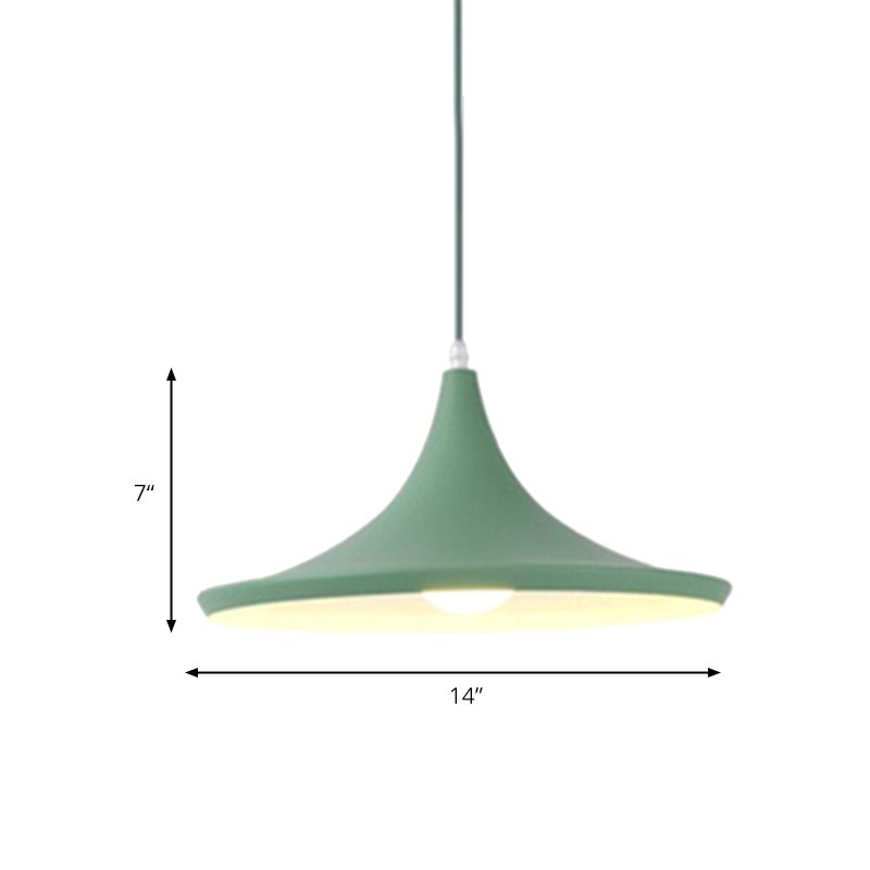 Luce a sospensione sospesa cono in metallo macaron 1/3 chiaro rosa/giallo/blu luce sospesa con baldacchino lineare/rotondo