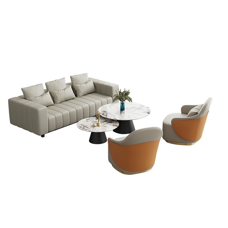 Grey Lounge Chair Arms Included Barrel Chair for Living Room