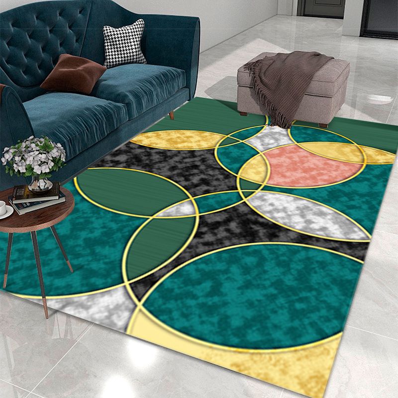 Abstract Rug Polyester Marble Look Area Rug Stain Resistant Carpet for Living Room