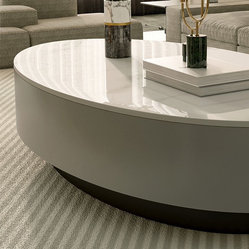 Oval Slate Coffee Table Drum Coffee Cocktail Table with Drawer