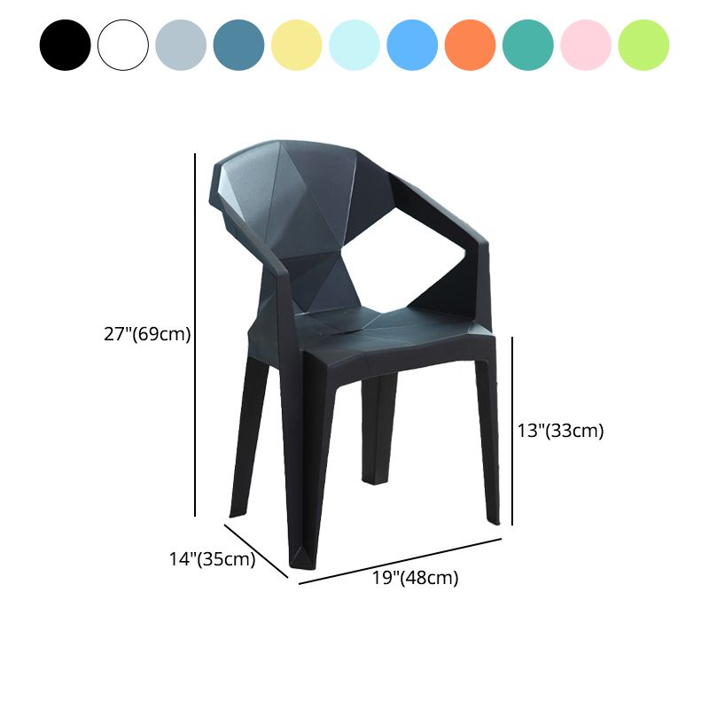 Silla de comedor de plástico de estilo contemporáneo, sillas laterales apilables con brazo de comedor para cocina