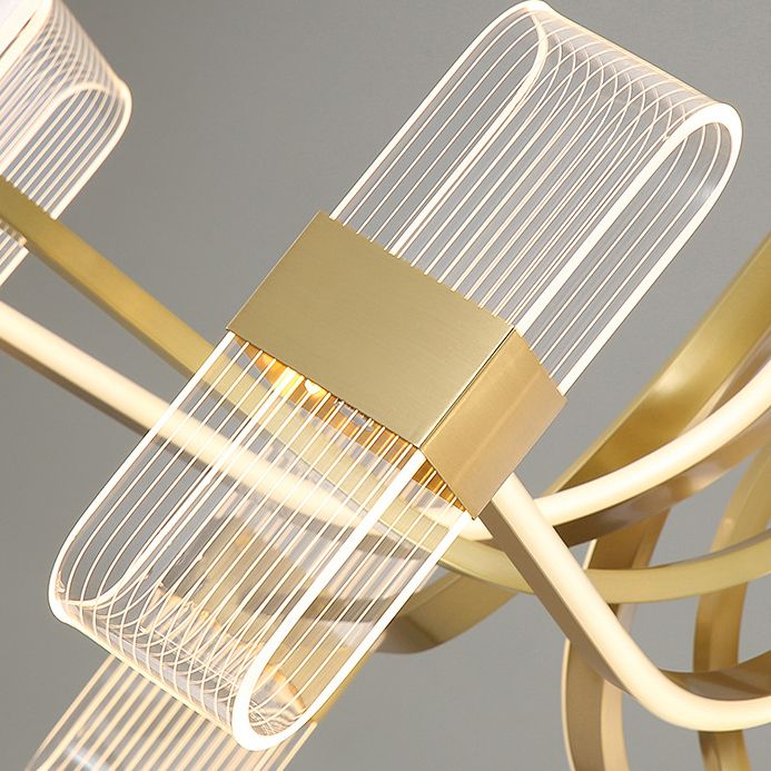 Gold Metal Hanging Pendant Lights Contemporary Sputnik Hanging Lamps for Living Room