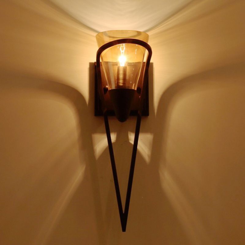 1 Light Cone Wall Mounted Light Fixture Industrial Style Glass Wall Lighting Ideas Lights