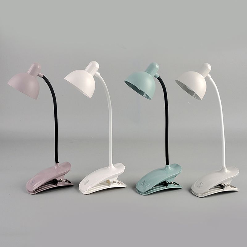 Macaron LED Clamp-on Table Lamp Flexible Gooseneck Reading Light with Plastic Shade