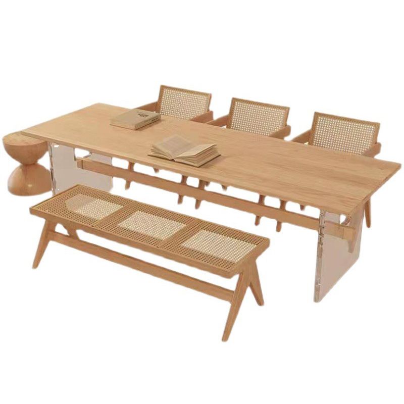 Industrial Trestle Dining Table Pine Wood Table for Dining Room