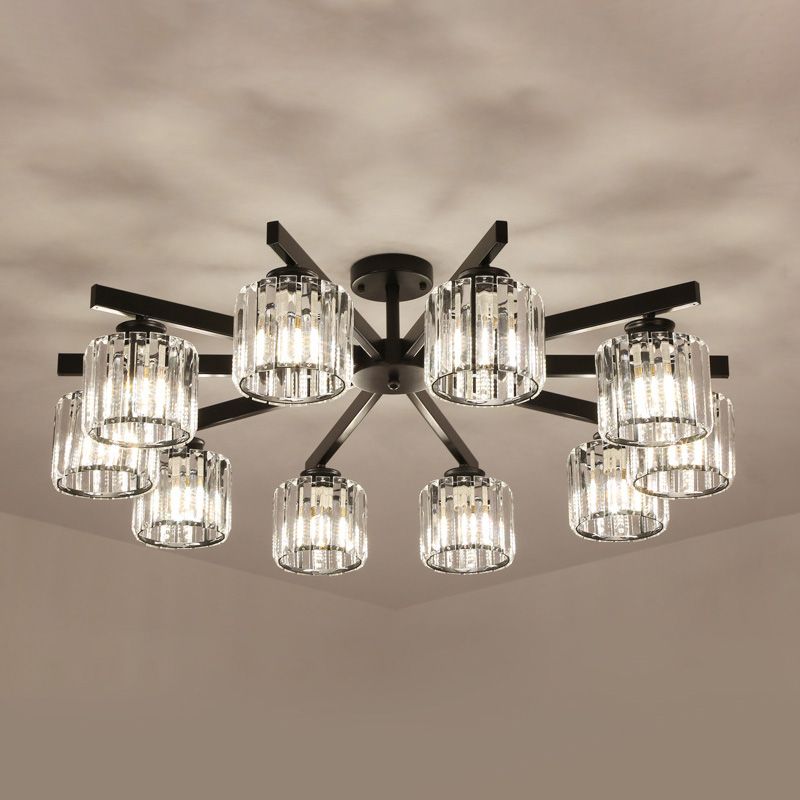 Luz de lámpara de descarga de cilindro contemporánea Luz de techo de alza de cristal para sala de estar