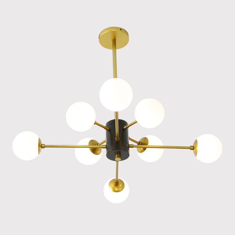 Golden Bedroom Molecular Shape Chandelier Milk White Glass Orb Nordic Simplicity Suspension Lighting Fixture