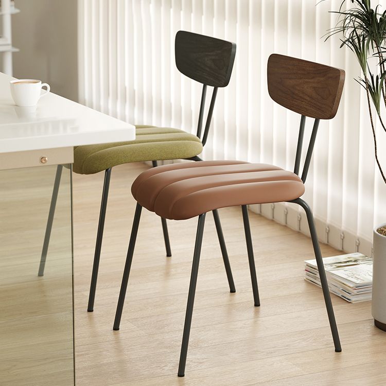 Industrial Style Side Chair Upholstered Dining Chair with Metal Base