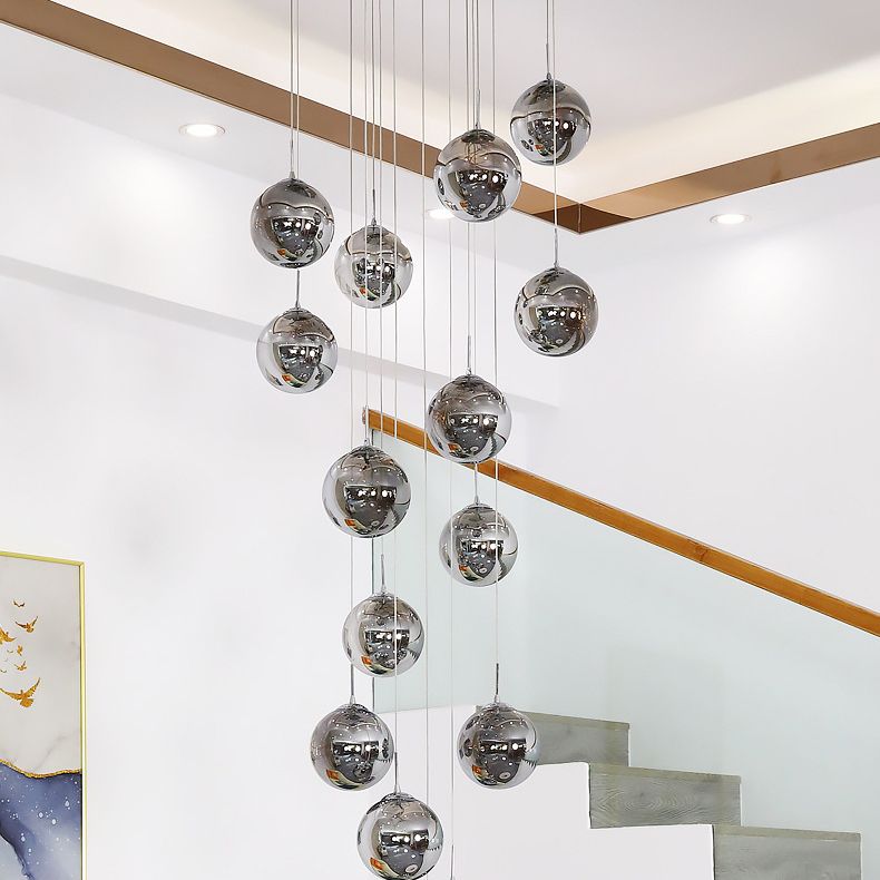 Modern Cascade Pendant Pure Glass Light Foyer Light Indoor Lighting